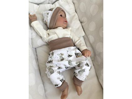 Set Baby tepláčky/turky, čepička a rukavičky, vel. 62 a 68  (0 -6 měs.)