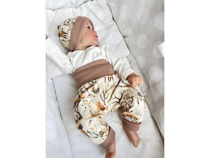 Set Baby tepláčky/turky, čepička a rukavičky, vel. 62 a 68  (0 -6 měs.)