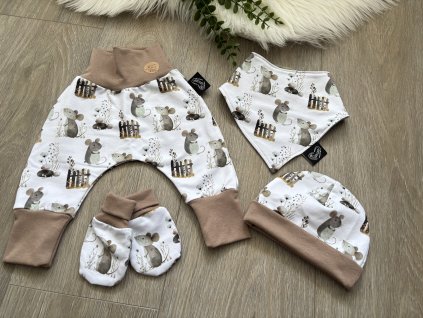 Set Baby tepláčky + čepička, vel. 62 (cca 0 - 3 měs.)