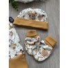 Set Baby tepláčky/turky, čepička a rukavičky, vel. 62 a 68  (0 -6 měs.)