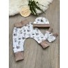 Set Baby tepláčky/turky, čepička a rukavičky, vel. 62 a 68  (0 -6 měs.)